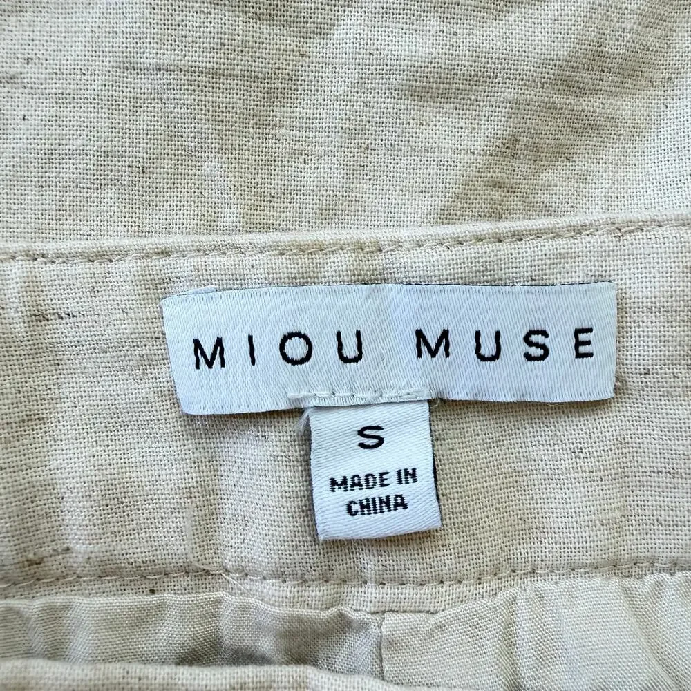 Miou Muse Emily Linen Blend Red Trim Two‑Piece Outfit Set Women’s Small